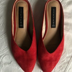 Steve Madden Red Suede Slides